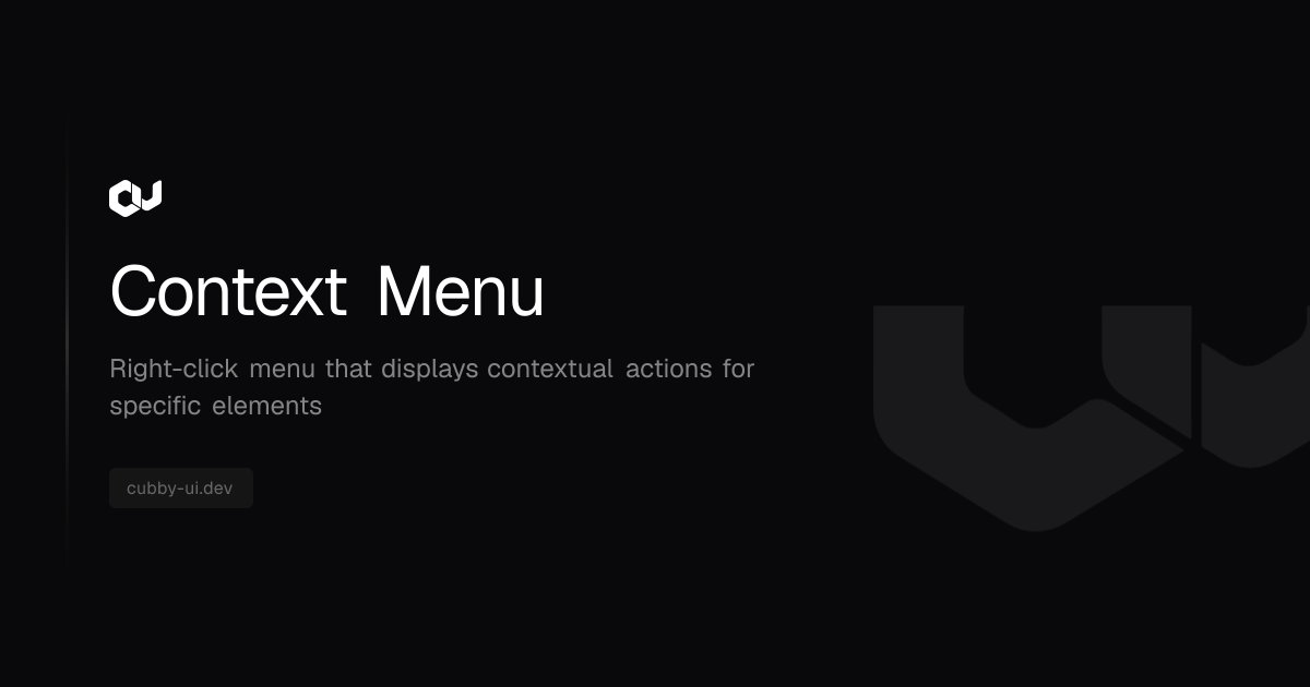Context Menu | Cubby UI